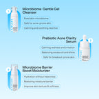 Three skincare products from the brand Oorari are shown on a light blue gradient background with descriptive text labels.