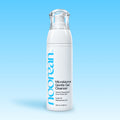 Noorean Microbiome Gentle Gel Cleanser bottle on blue gradient background